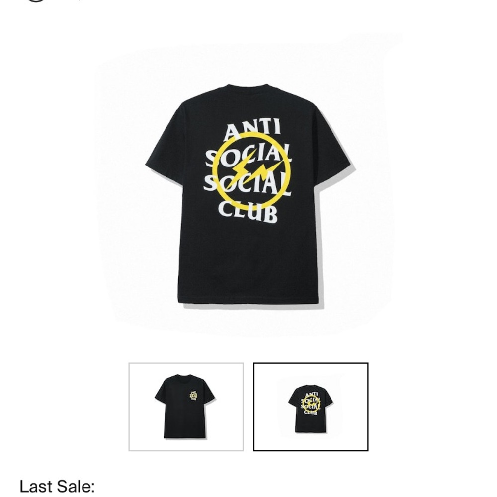 Anti Social Social Club x Fragment Yellow Bolt Tee